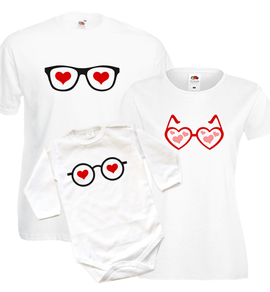 Picture of Комплект семейни тениски "Влюбени очила"