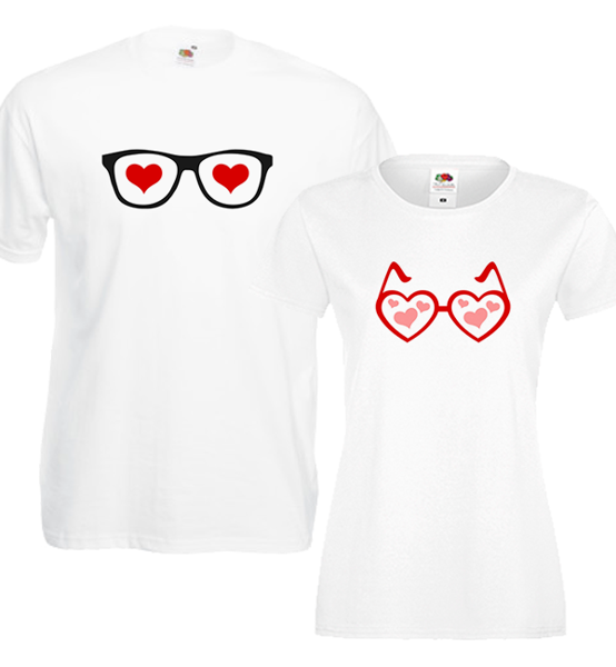 Picture of Тениски за двойки "Влюбени очила"