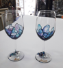 Picture of Персонализирани ръчно рисувани чаши за вино "Blue"