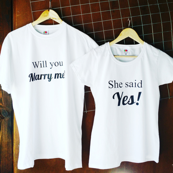 Picture of Тениски за младоженци "Marry me, she said yes"