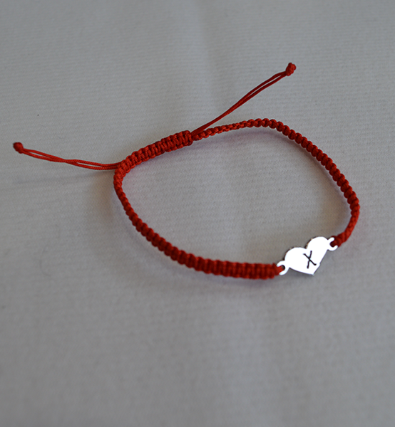 Picture of Гривна буква в сърце с червен конец