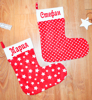 Picture of Червено Коледно чорапче с  име