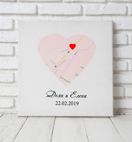 Picture of Арт принт с любима локация "Love Map"